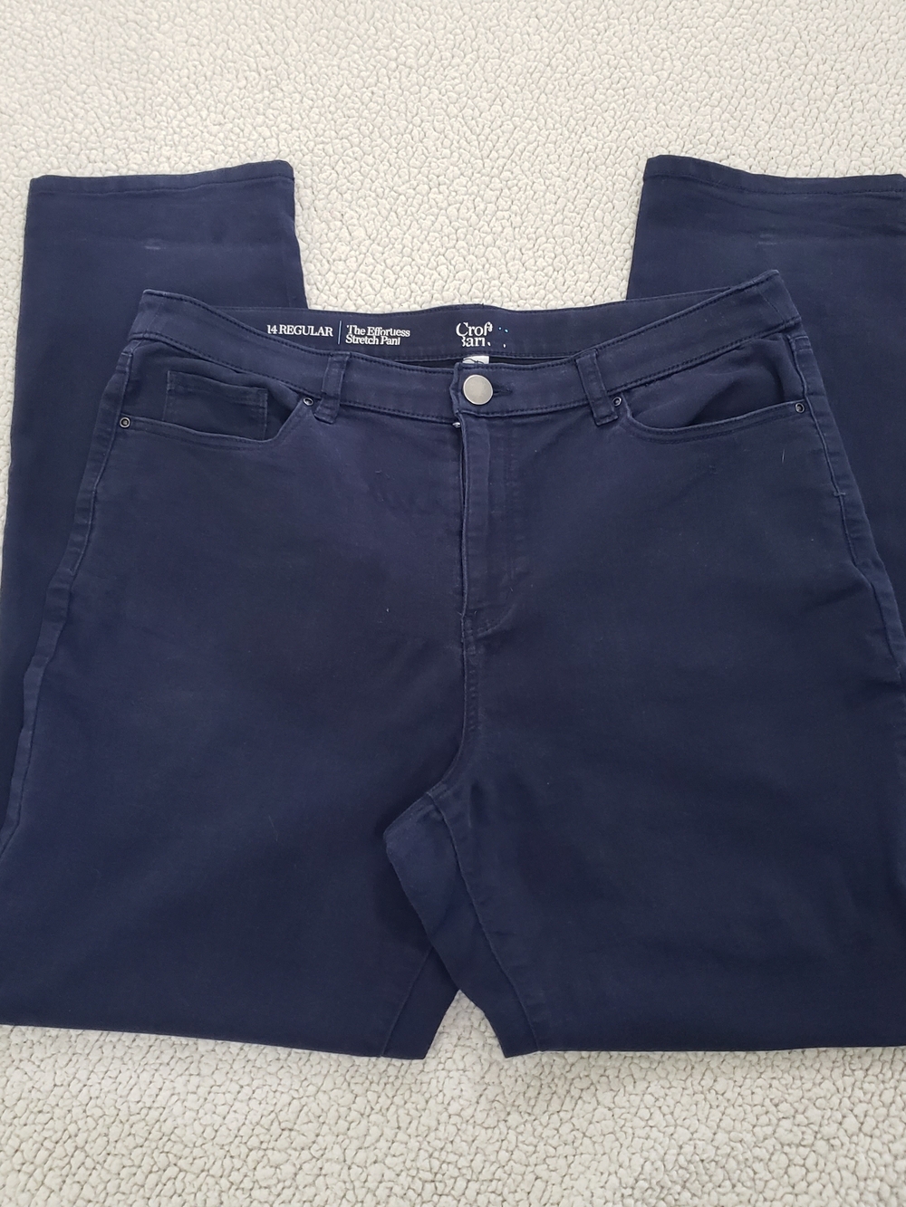 CROFT & BARROW Navy Stretch Straight Jeans | 14 R